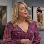 Nicole’s red and blue print v-neck dress on Days of our Lives