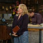 Nikki’s blue sequin pants and cropped blazer on The Young and the Restless