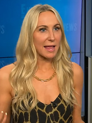 Nikki Glaser’s leopard print cami on E! News