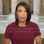 Nikole Killion’s burgundy short sleeve dress on CBS Mornings