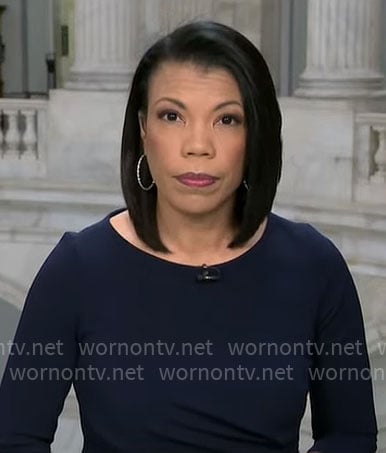 Nikole Killion's navy sheath dress on CBS Mornings