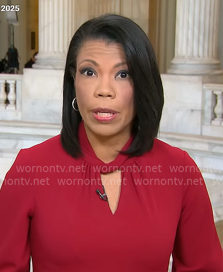 Nikole Killion's red keyhole dress on CBS Mornings