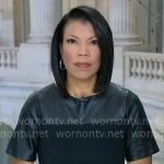 Nikole Killion’s black leather short sleeve dress on CBS Mornings