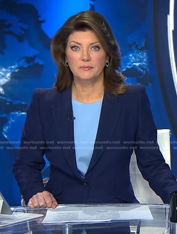 Norah’s navy blazer on CBS Evening News