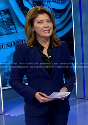 Norah’s navy blazer on CBS Evening News