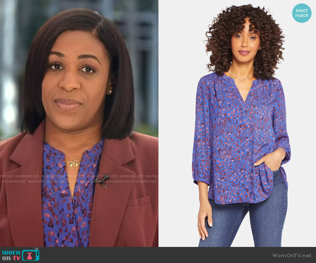 NYDJ Pintuck Blouse in Multi Coloured Print worn by Dana Griffin on NBC News Daily