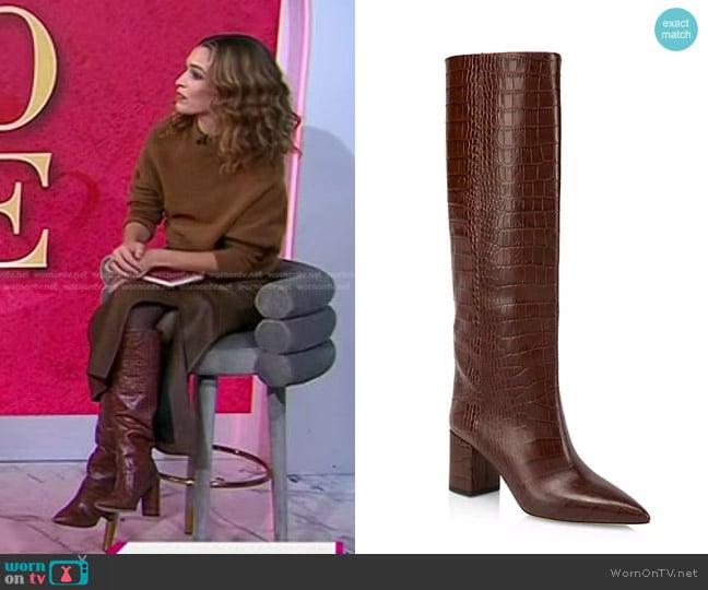 Paris Texas Anja Crocodile-Embossed Leather Boots worn by Cleo Wade on Today