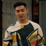 Parker’s abstract print sweatshirt on Bunkd