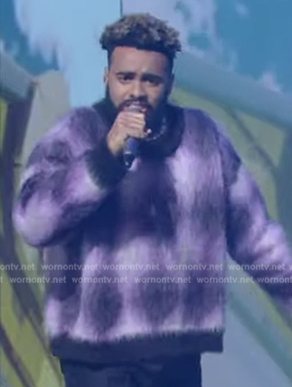 Paul Russel’s purple mohair sweater on Live with Kelly and Mark