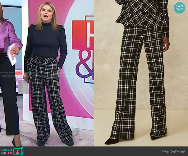 Pearl by Lela Rose Oversized Plaid Hanna Pant in Black worn by Jenna Bush Hager on Today