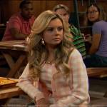 Destiny’s pink check cardigan and top on Bunkd