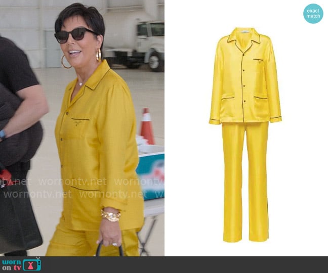 Prada Contrasting trim twill pajama set worn by Kris Jenner (Kris Jenner) on The Kardashians