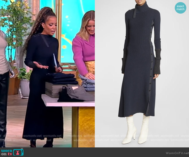 Proenza Schouler Fine Rib Knit Long-Sleeve Midi Sweater Dress worn by Sunny Hostin on The View