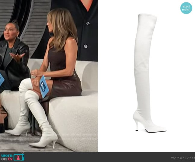 Proenza Schouler Square-toe 110mm thigh-high boots worn by Keltie Knight on E! News