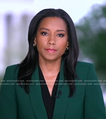 Rachel’s green blazer and pants on Good Morning America