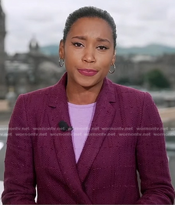 Rachel's purple tweed blazer on Good Morning America