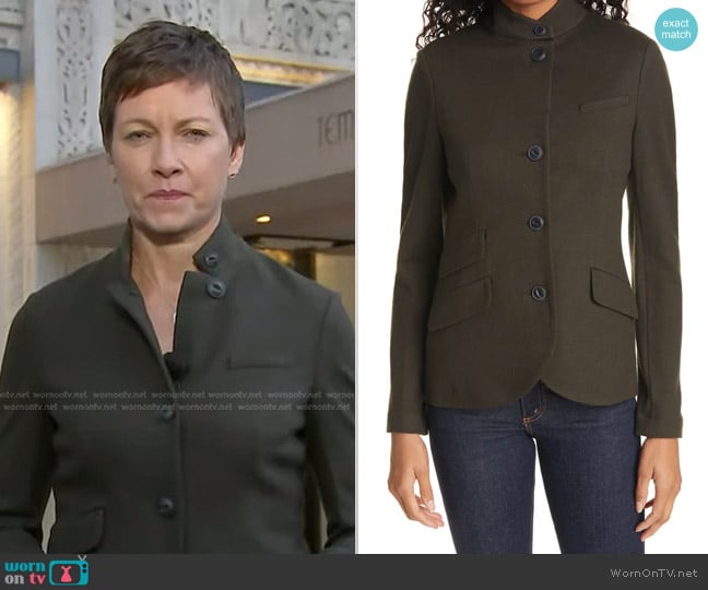 Rag & Bone Slade Wool Blazer in Army Green worn by Stephanie Gosk on Today