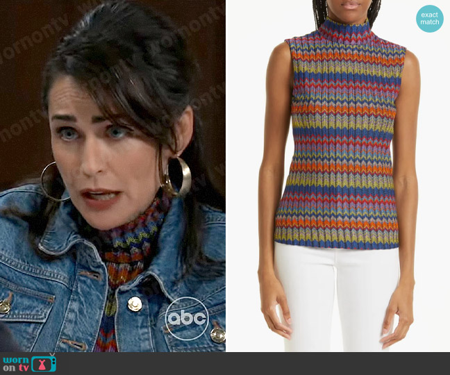 Ramy Brook Madison Sleeveless Mock Neck Rib Top worn by Lois Cerullo (Rena Sofer) on General Hospital