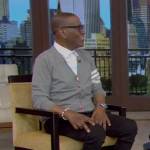 Randy Jackson’s gray sleeve stripe cardigan on Live with Kelly and Mark