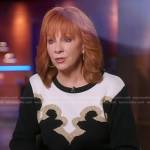 Reba’s black embellished colorblock sweater on The Voice