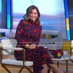 Rebecca’s navy and red floral turtleneck dress on Good Morning America