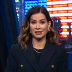 Rebecca’s navy double breasted blazer on Good Morning America