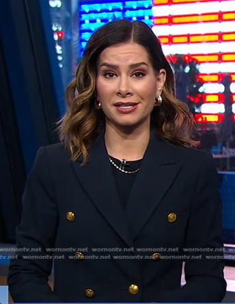 Rebecca’s navy double breasted blazer on Good Morning America