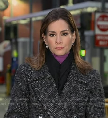 Rebecca’s grey double breasted wool coat on Good Morning America