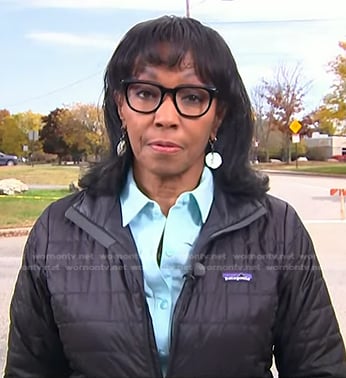 Rehema Ellis’s black quilted jacket on NBC News Daily