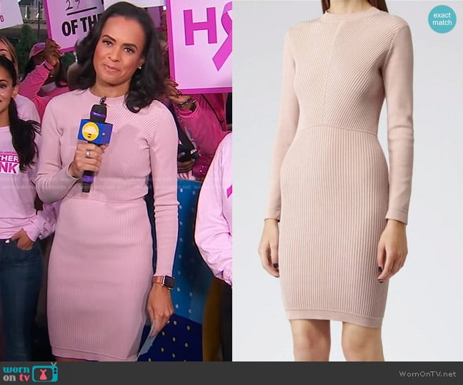 Reiss Maddison Ribbed Knit Dress worn by Linsey Davis on Good Morning America