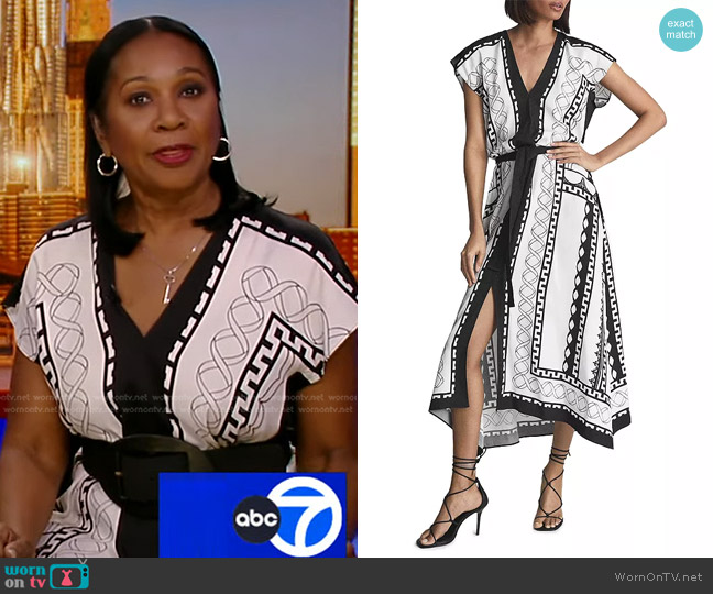 Reiss Hayley Printed Midi Dress worn by Sandra Bookman on Good Morning America