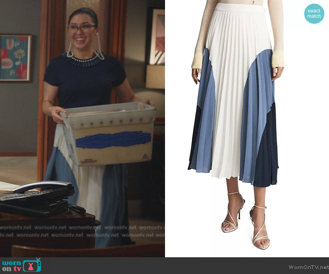 WornOnTV: Sherri’s pleated colorblock skirt and top on All Rise ...