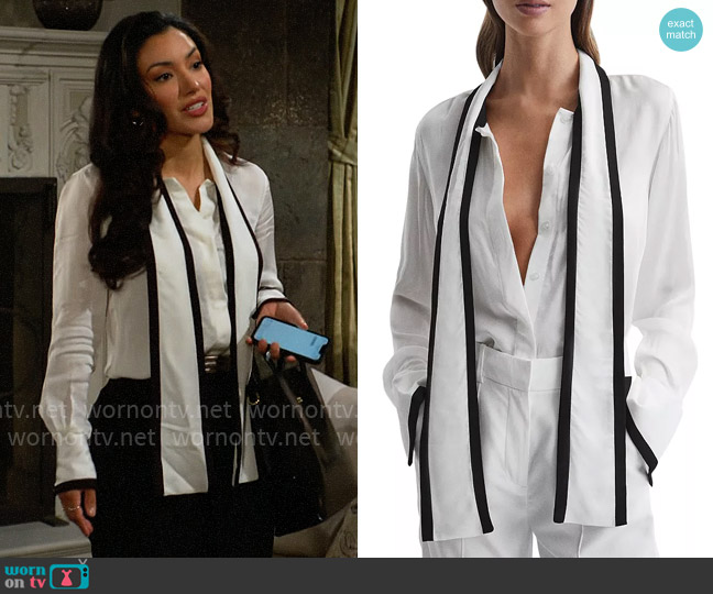 Reiss Calli Blouse worn by Audra Charles (Zuleyka Silver) on The Young and the Restless