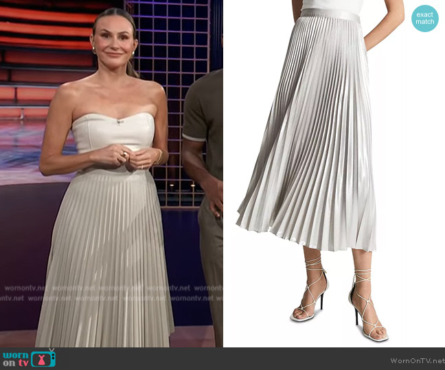 Reiss Elle Metallic Pleated Midi Skirt worn by Keltie Knight on E! News