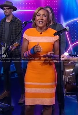 Robin’s orange striped sheath dress on Good Morning America