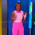 Robin’s pink colorblock collared jumpsuit on Good Morning America