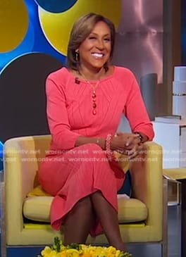 Robin’s pink stitched knit dress on Good Morning America