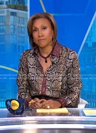 Robin’s snake print blouse on Good Morning America