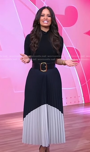 Rocsi Diaz's colorblock pleated skirt on Good Morning America