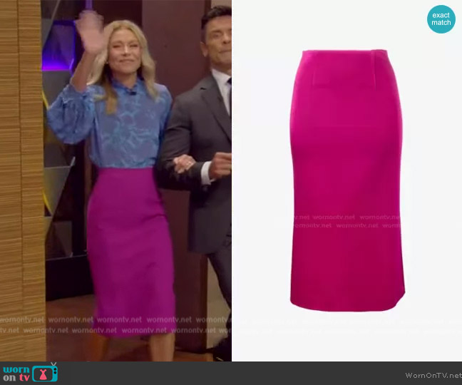 WornOnTV: Kelly’s blue floral print blouse and skirt on Live with Kelly ...