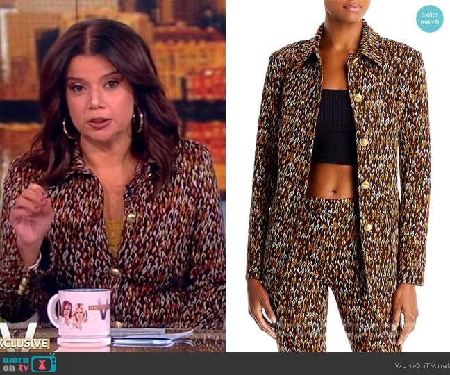 Rosetta Getty Geo Print Button Front Tailored Jacket worn by Ana Navarro on The View