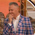 Ross Mathew’s blue plaid blazer on The Drew Barrymore Show