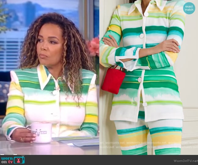 Rowen Rose Striped Jacket worn by Sunny Hostin on The View