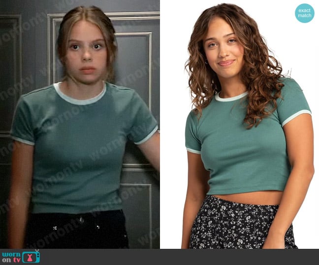 RSQ Solid Ringer Tee in Green worn by Charlotte Cassadine (Scarlett Fernandez) on General Hospital