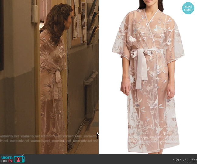 Kimber’s floral sheer robe on Only Murders in the Building