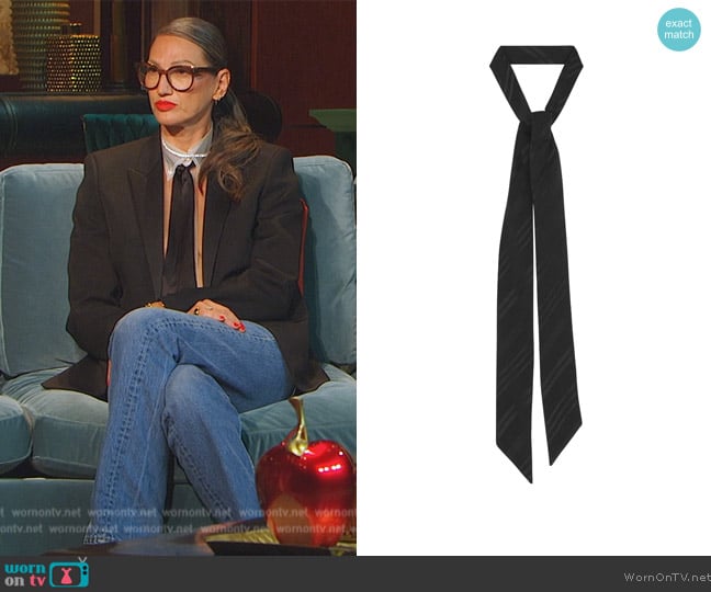 Saint Laurent Noeud silk scarf worn by Jenna Lyons on The Real Housewives of New York City