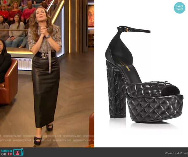 Saint Laurent Sexy Almond Toe Quilted Platform Sandals worn by Drew Barrymore on The Drew Barrymore Show