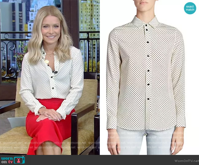 WornOnTV: Kelly’s white polka dot blouse on Live with Kelly and Mark ...