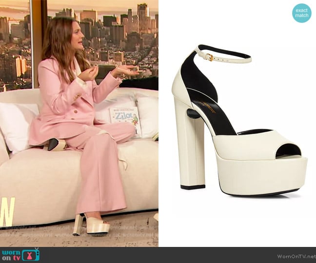 Saint Laurent Jodie Platform Sandals worn by Drew Barrymore on The Drew Barrymore Show