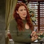 Sally’s green textured cutout top on The Young and the Restless